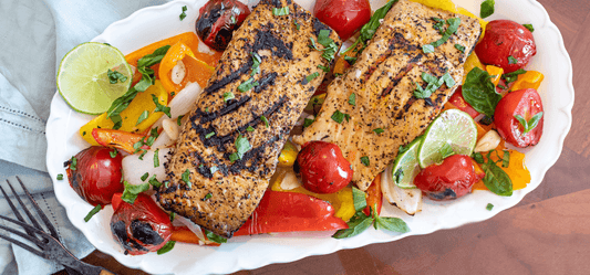 Charcoal Grilled Salmon & Vegetables Recipe - Indigo Pool Patio BBQ
