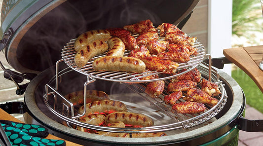 Grilled Sausages on the Big Green Egg - Indigo Pool Patio BBQ