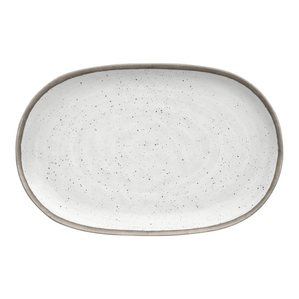 Retreat Pottery White Bamboo 16.9" Platter TarHong Indigo Pool Patio BBQ