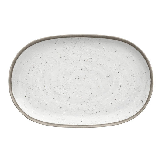 Retreat Pottery White Bamboo 16.9" Platter TarHong Indigo Pool Patio BBQ