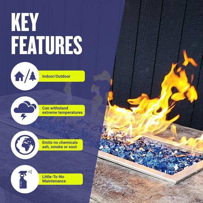 1/2" Zion Reflective Fire Glass - Indigo Pool Patio BBQ