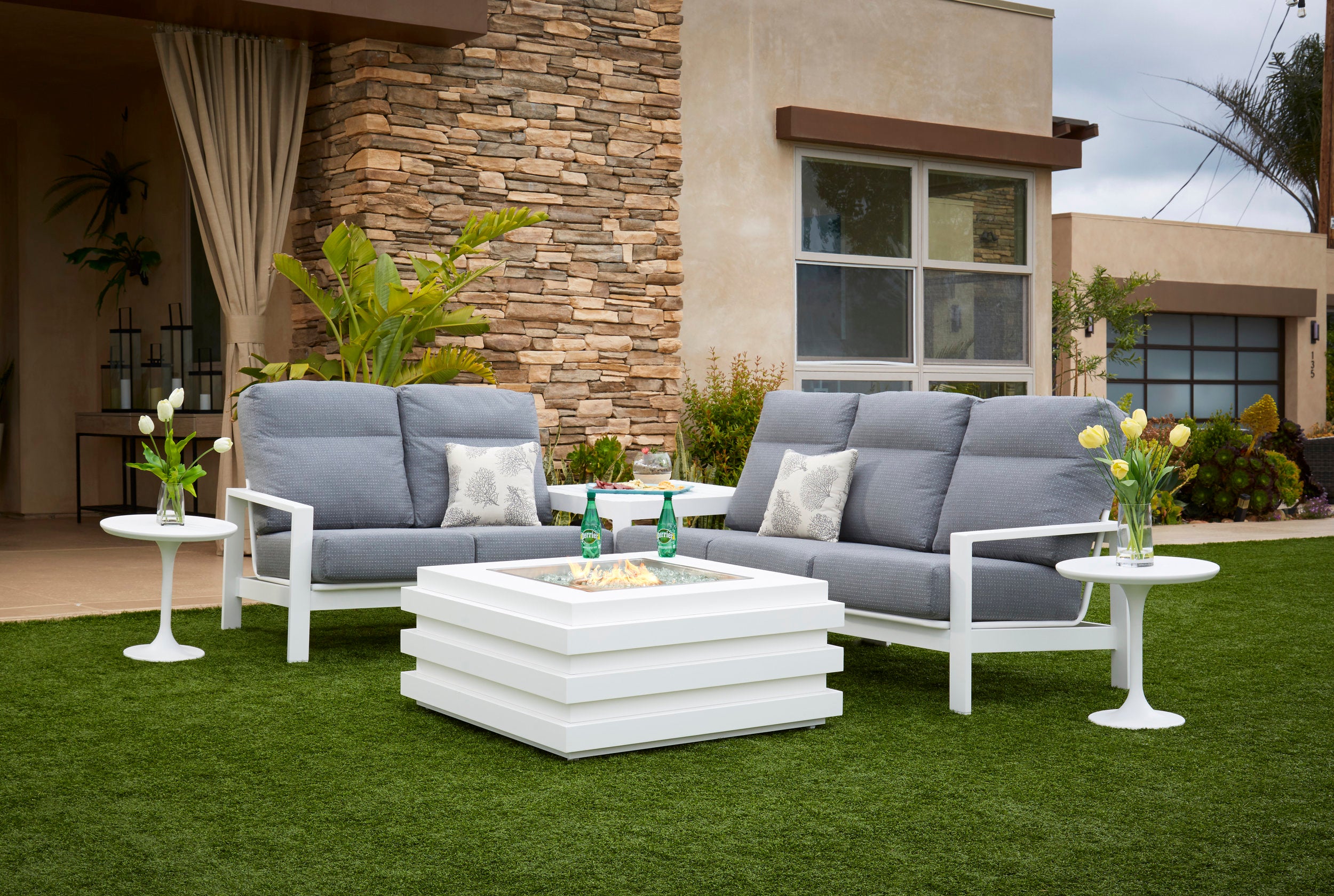 Outdoor Patio Furniture for sale in North Port, Englewood, Venice & Sarasota Florida - Indigo Pool Patio BBQ - Outdoor Living - Couch, Bar, Ledge Lounger, Fire Table, Fire Pit