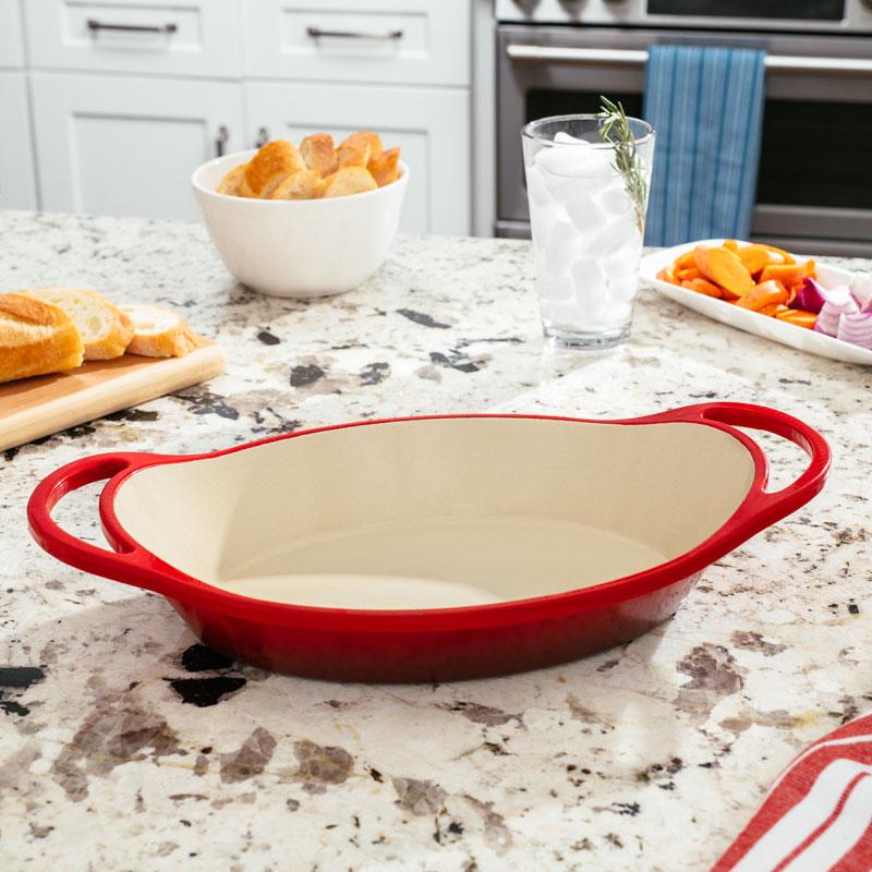 Lodge 2 Quart Oval Enamel Casserole, Red - Indigo Pool Patio BBQ