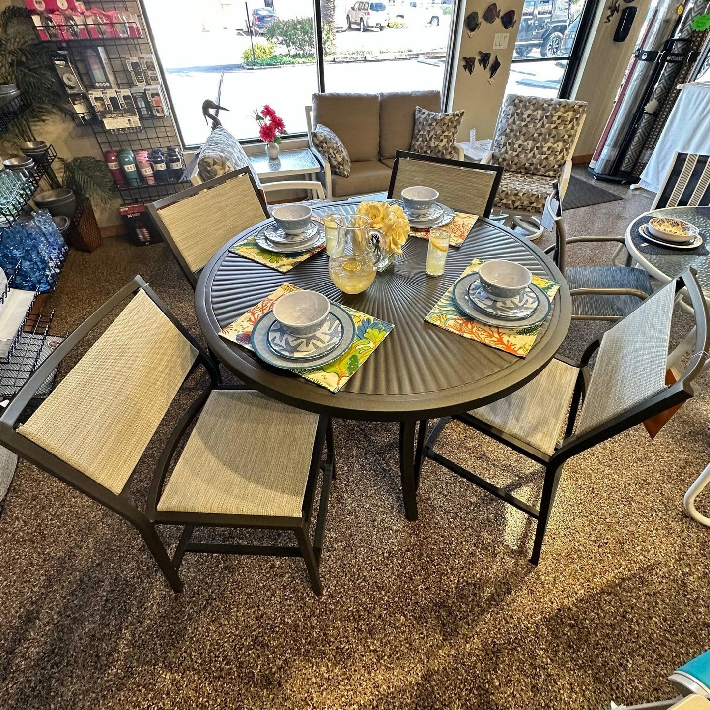 Tropitone Cabana Club Balcony Sling Dining Set Tropitone Indigo Pool Patio BBQ