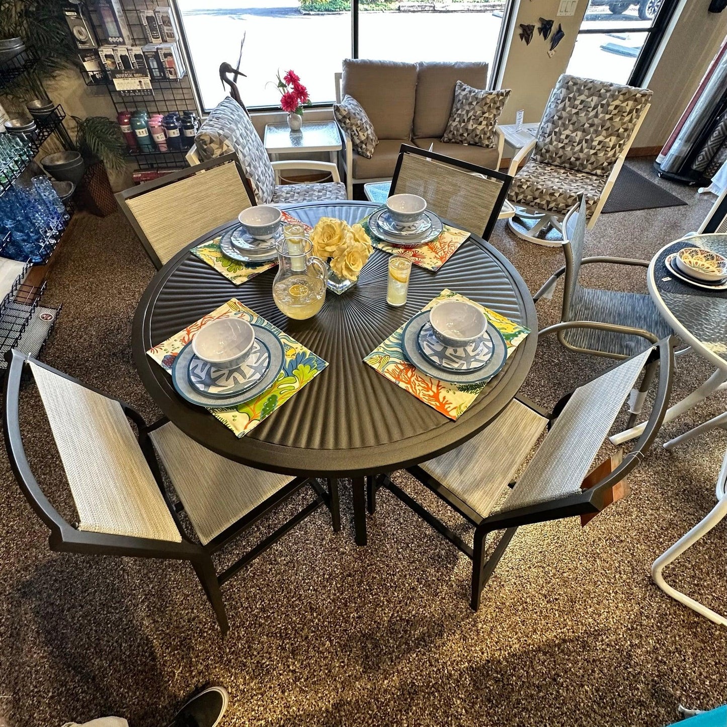 Tropitone Cabana Club Balcony Sling Dining Set Tropitone Indigo Pool Patio BBQ