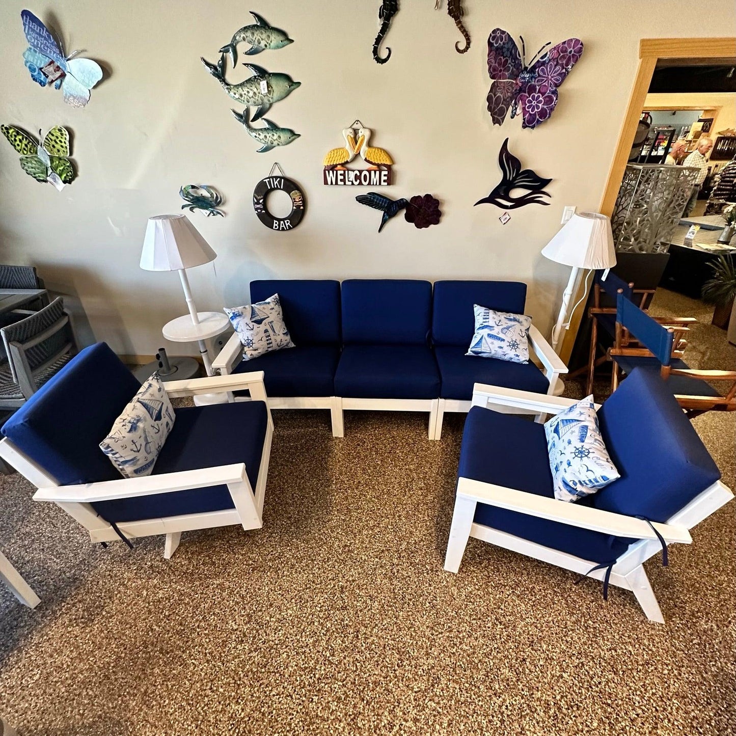 Seaside Casual DEX Modular Cushion Lounge Set Seaside Casual Indigo Pool Patio BBQ