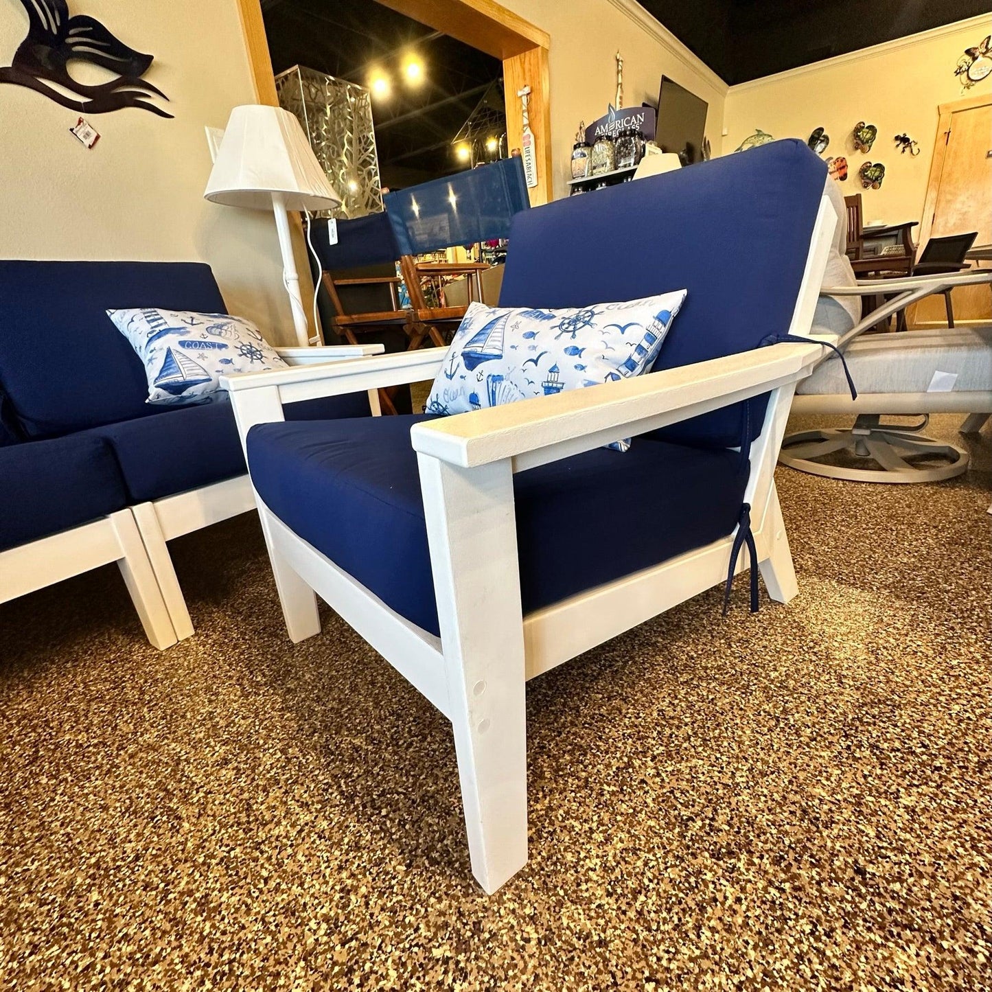 Seaside Casual DEX Modular Cushion Lounge Set Seaside Casual Indigo Pool Patio BBQ