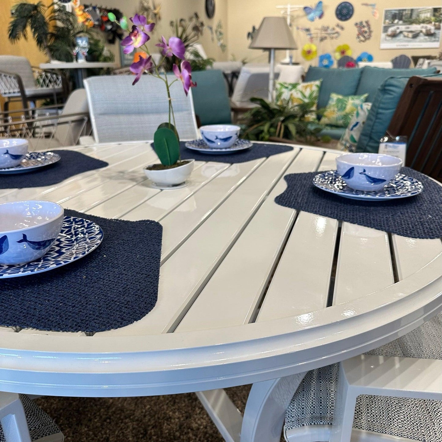 Tropitone Kenzo Padded Sling Dining Set Tropitone Indigo Pool Patio BBQ