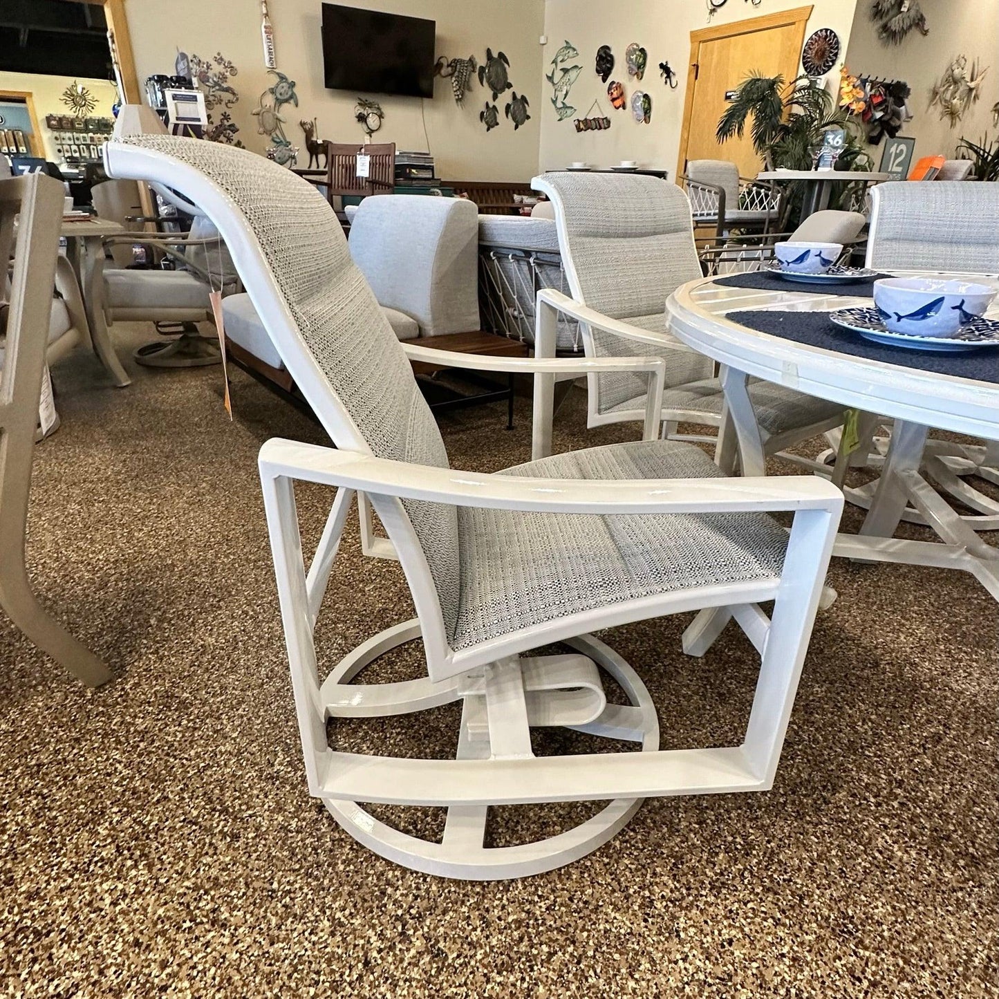 Tropitone Kenzo Padded Sling Dining Set Tropitone Indigo Pool Patio BBQ