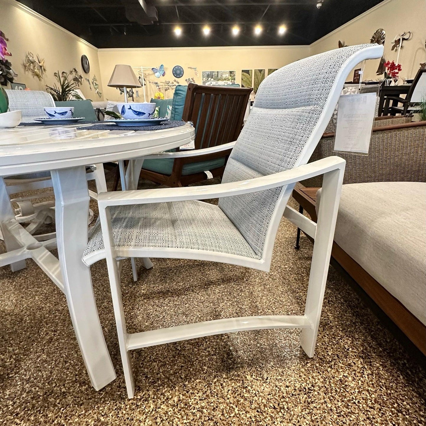 Tropitone Kenzo Padded Sling Dining Set Tropitone Indigo Pool Patio BBQ