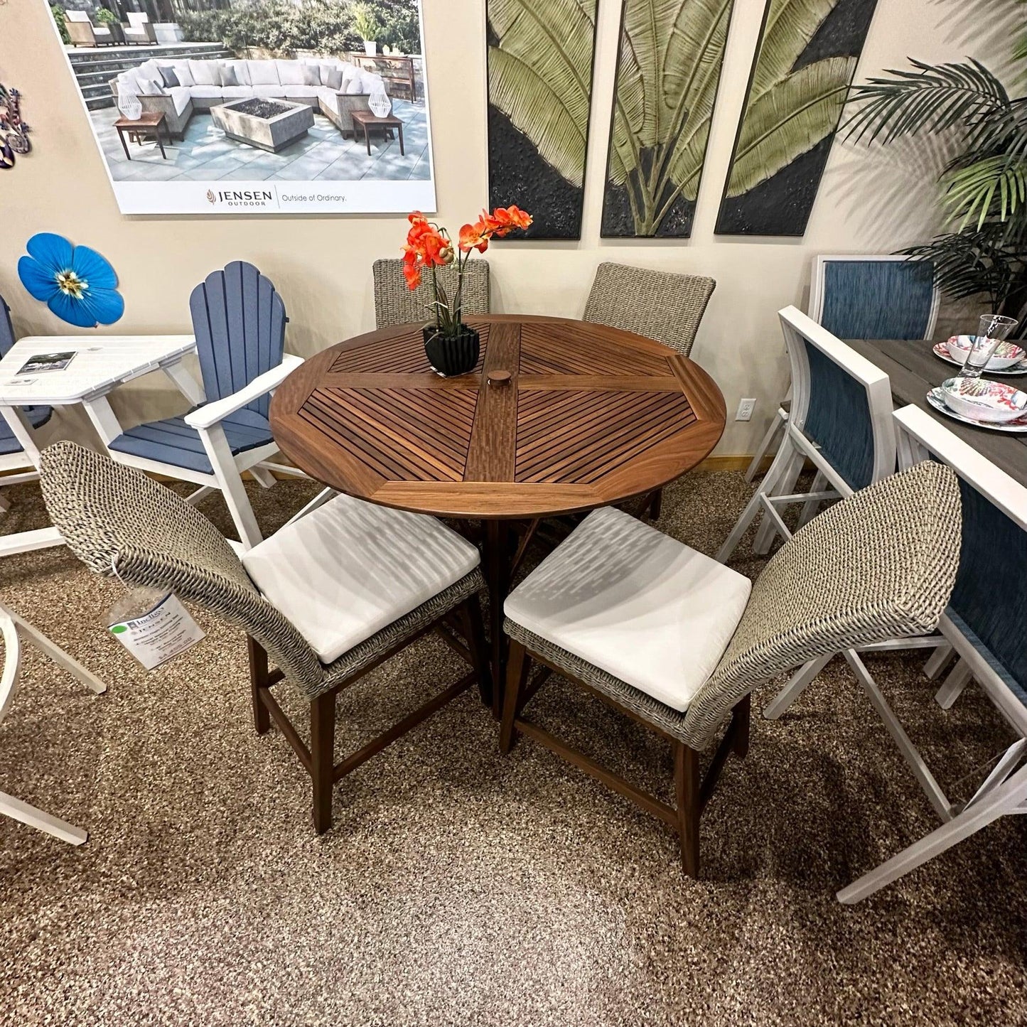 Jensen Outdoor Coral High Dining Set Jensen Outdoor Indigo Pool Patio BBQ