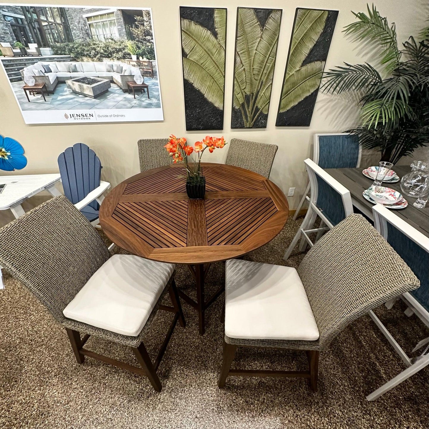 Jensen Outdoor Coral High Dining Set Jensen Outdoor Indigo Pool Patio BBQ