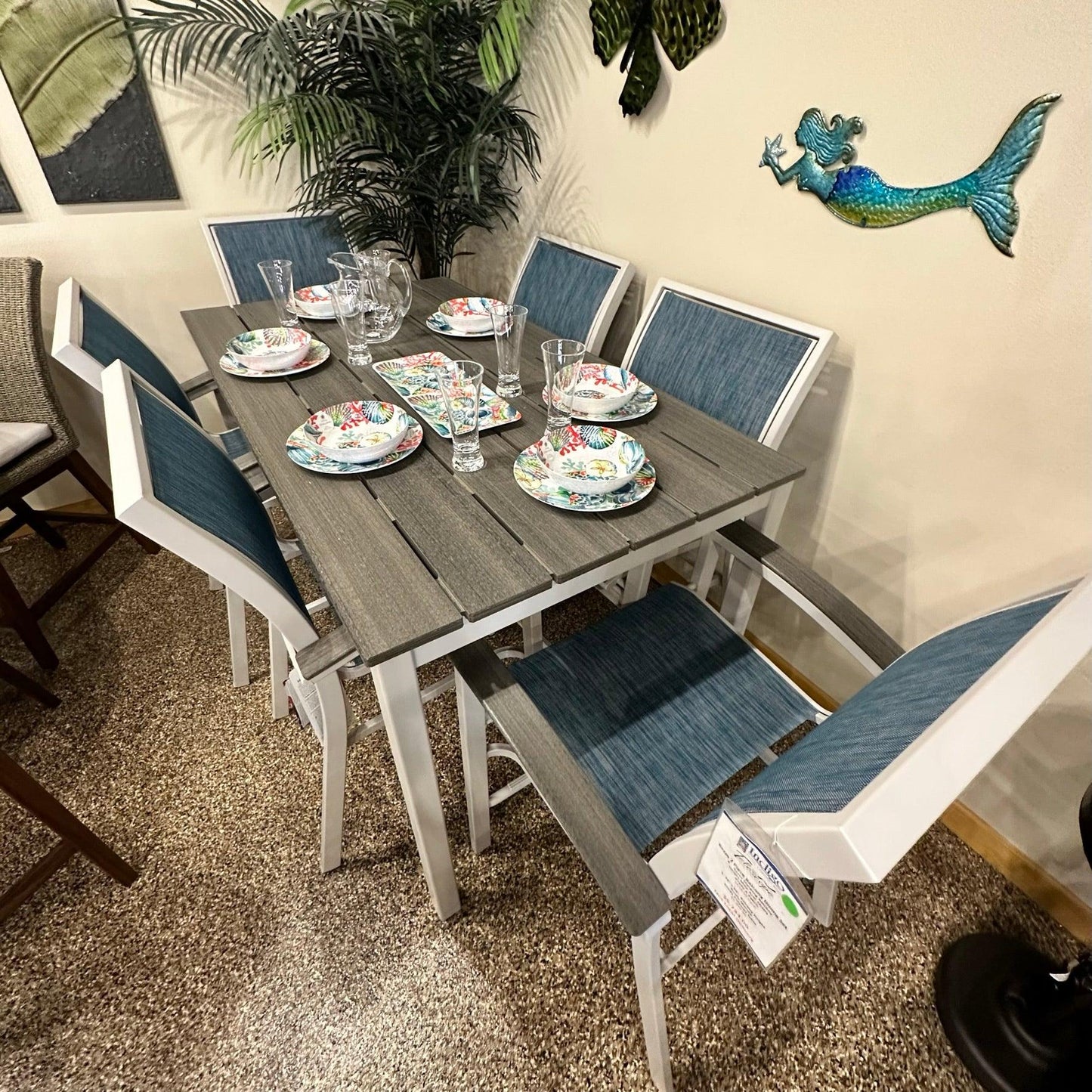 Telescope Casual Bazza 7 Piece Dining Set Telescope Casual Indigo Pool Patio BBQ