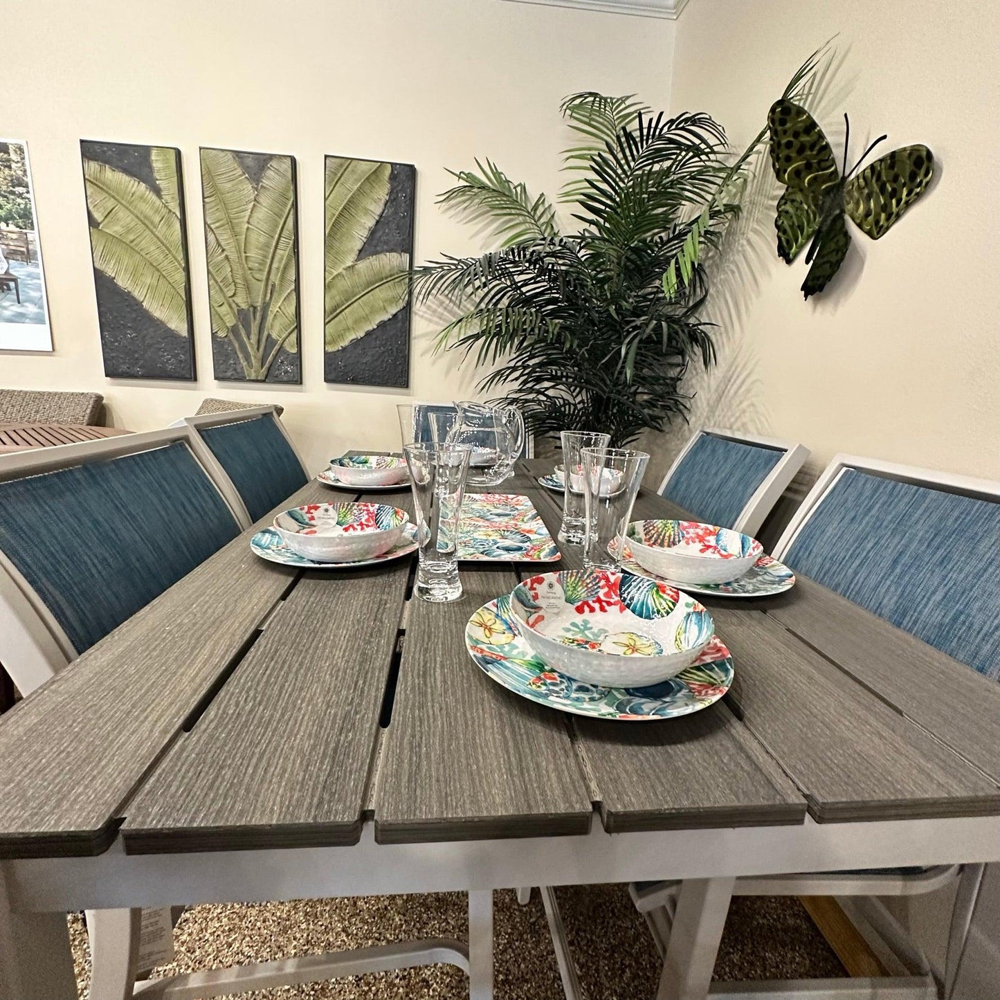 Telescope Casual Bazza 7 Piece Dining Set Telescope Casual Indigo Pool Patio BBQ