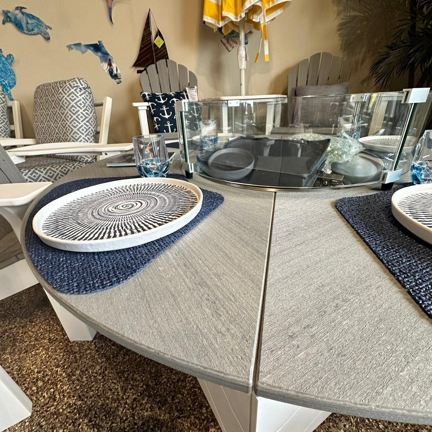 Seaside Casual Adirondack Chat Set - Indigo Pool Patio BBQ