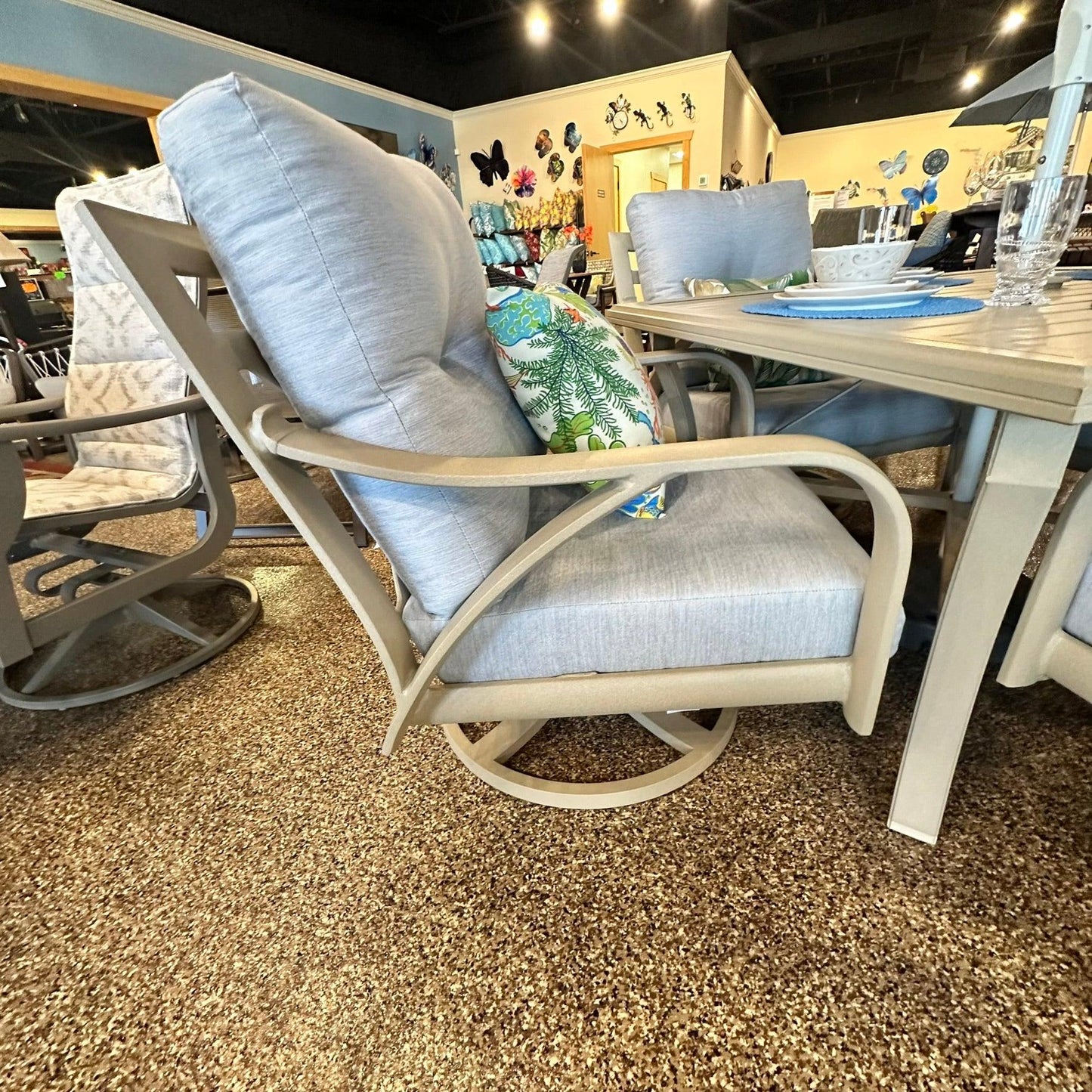 Tropitone Andover Cushion Dining Set - Indigo Pool Patio BBQ
