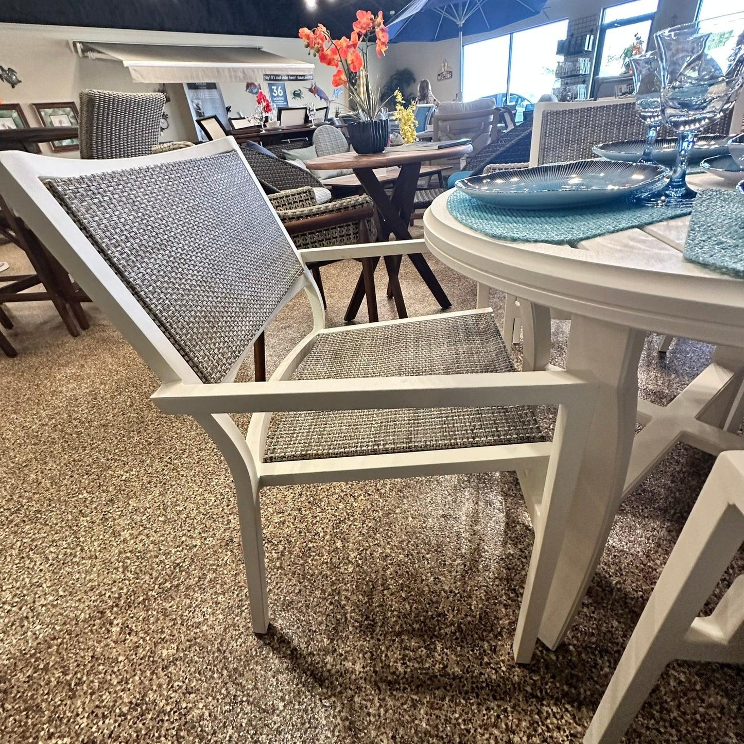 Tropitone Cabana Club Sling Dining Set - Indigo Pool Patio BBQ