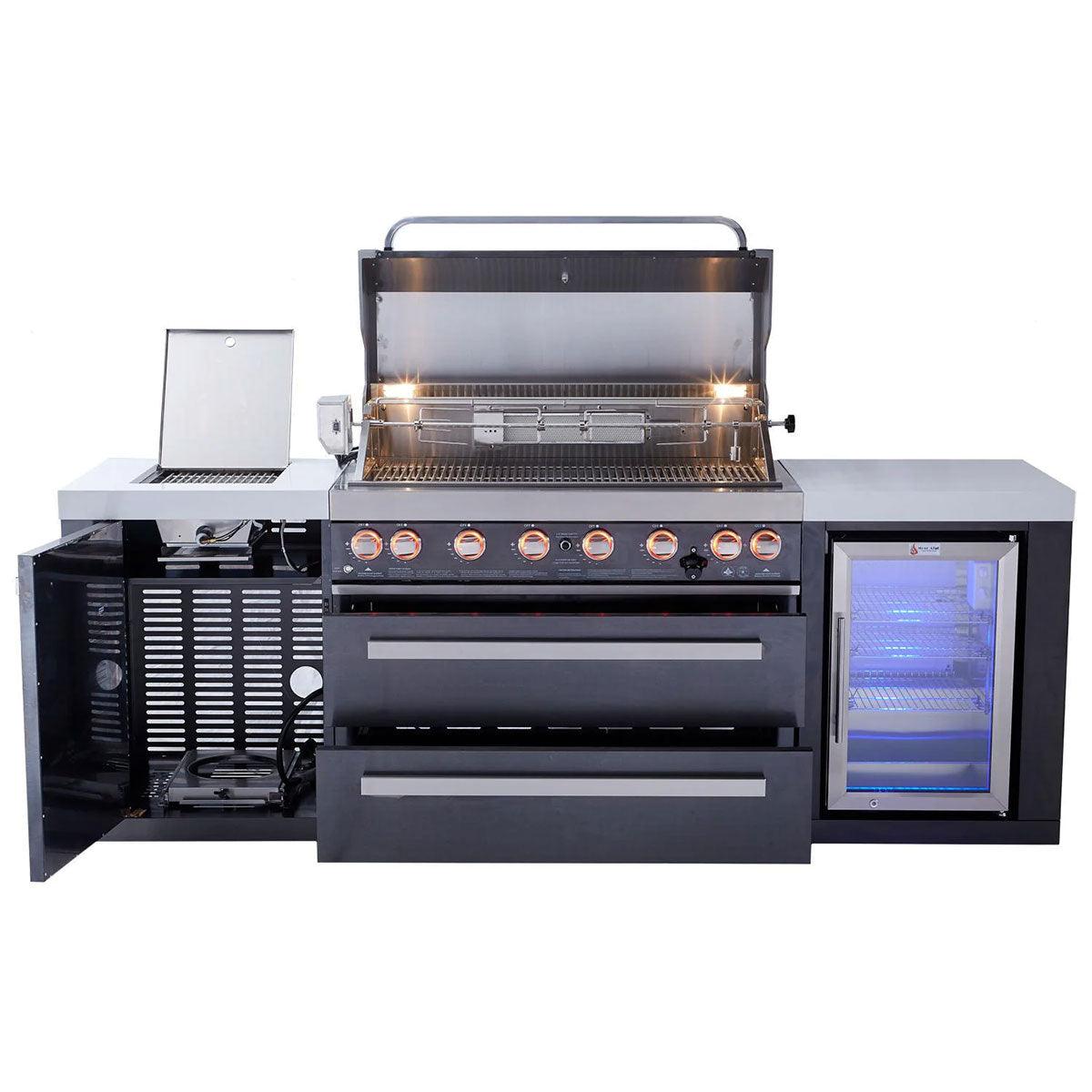 Mont Alpi 805 Island Grill with Refrigerator Monti Alpi Indigo Pool Patio BBQ