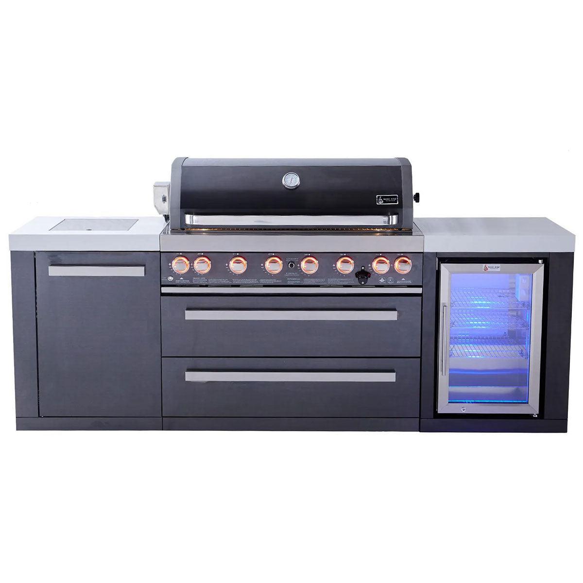 Mont Alpi 805 Island Grill with Refrigerator Monti Alpi Indigo Pool Patio BBQ