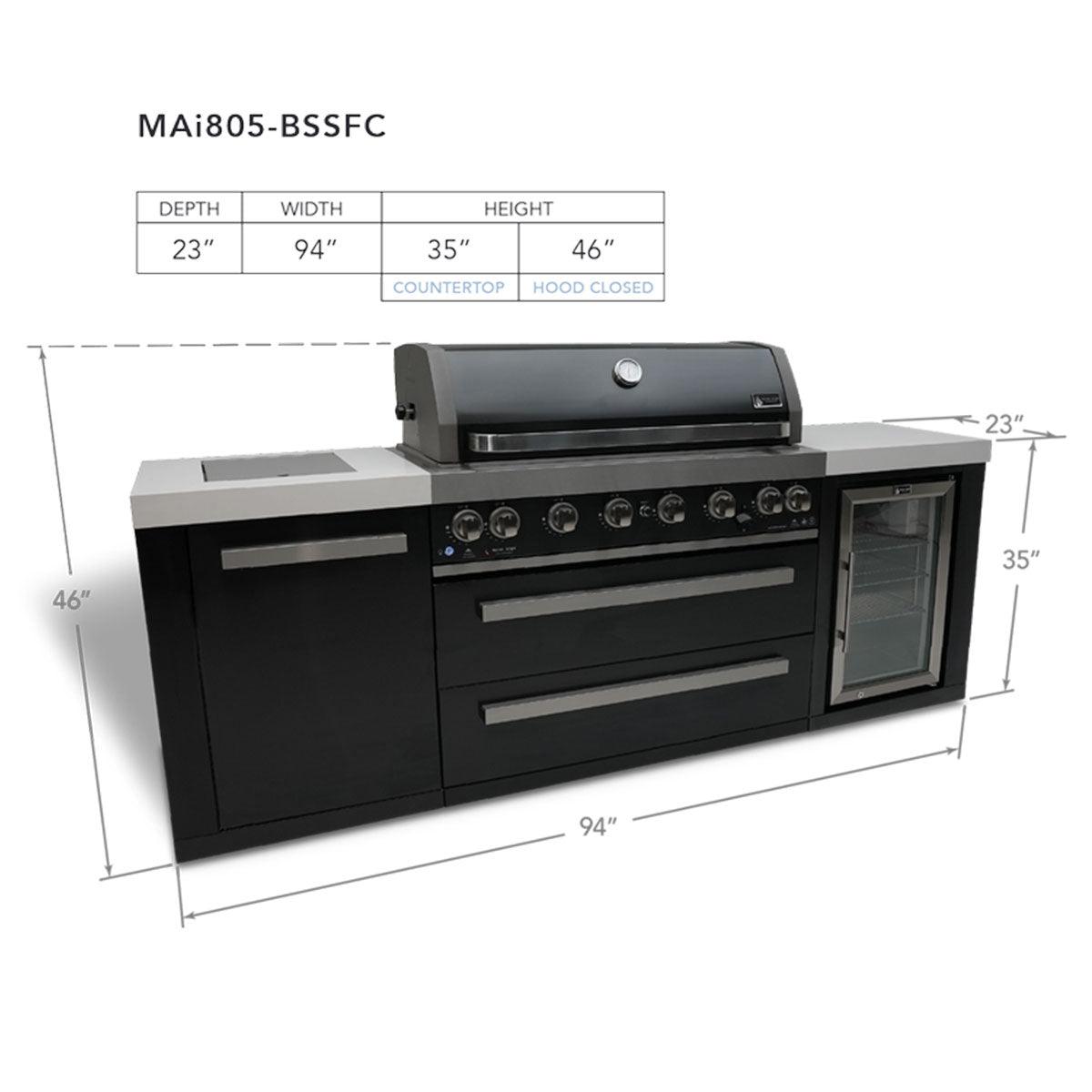 Mont Alpi 805 Island Grill with Refrigerator Monti Alpi Indigo Pool Patio BBQ
