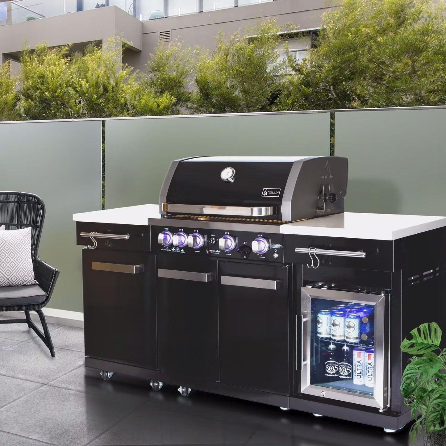 Mont Alpi 957 Island with Refrigerator - Indigo Pool Patio BBQ