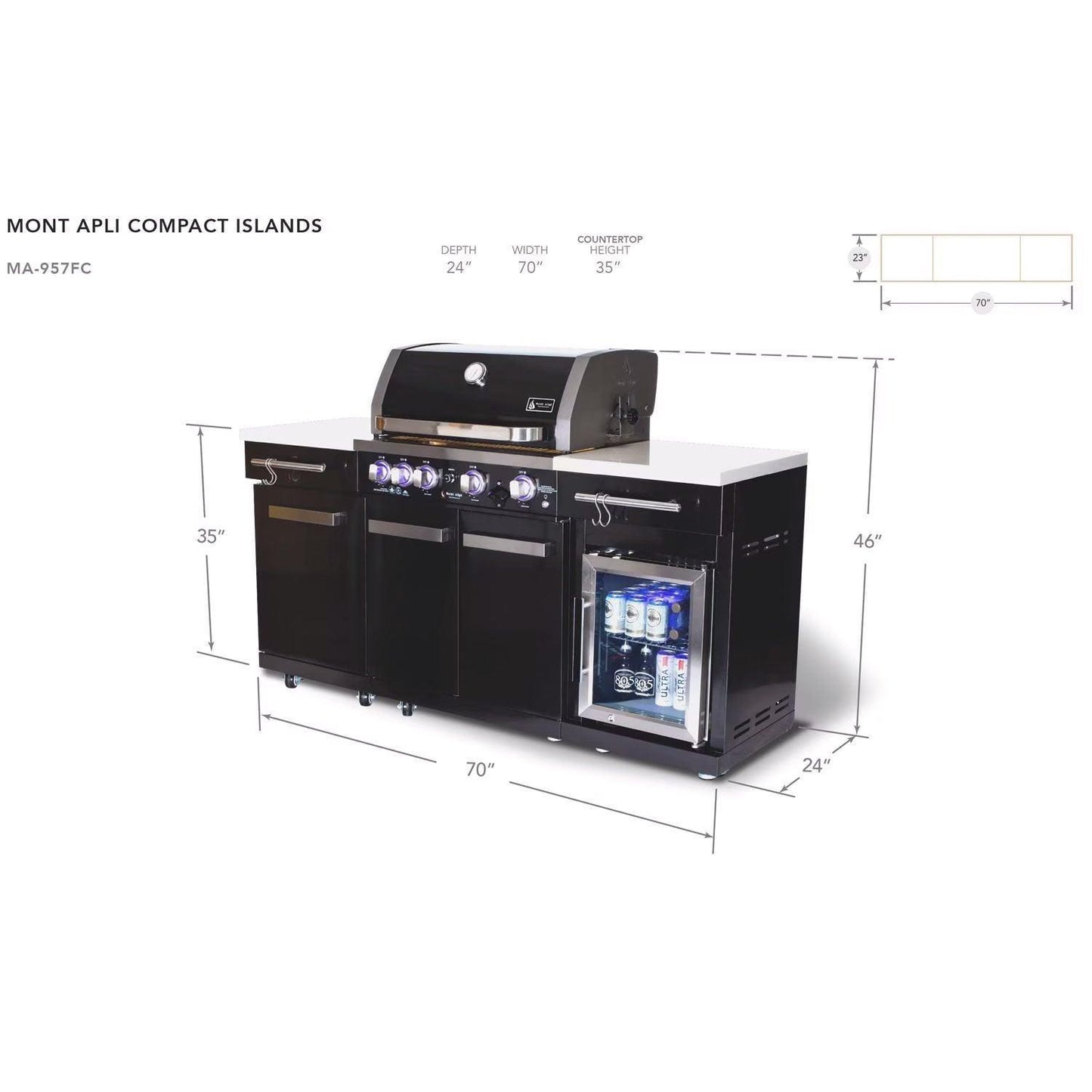Mont Alpi 957 Island with Refrigerator - Indigo Pool Patio BBQ
