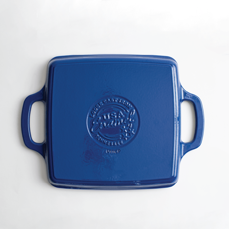 Lodge Blue Enamel 11” Enameled Cast Iron Grill Pan - Indigo Pool Patio BBQ