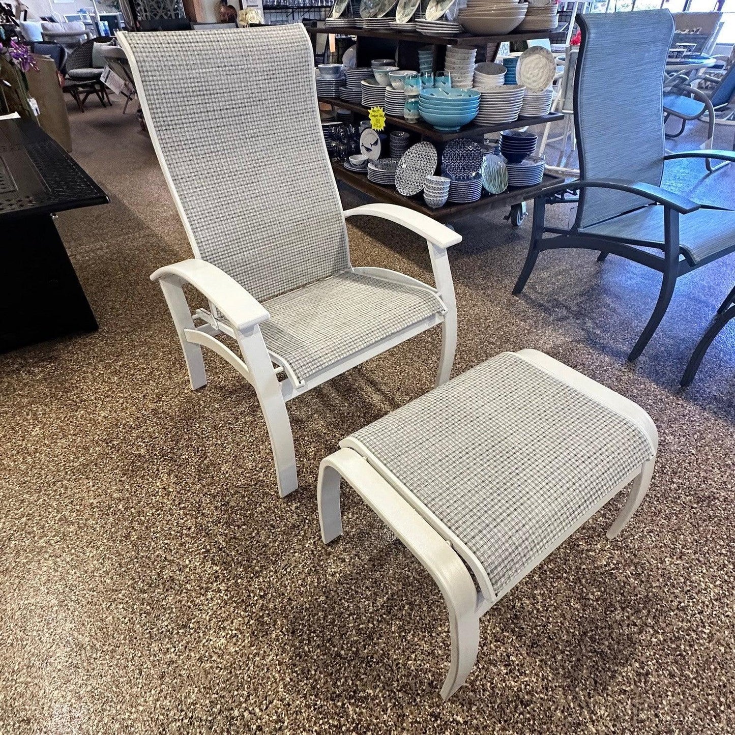 Telescope Casual Belle Isle Sling Reclining Chair Set - Snow - Indigo Pool Patio BBQ
