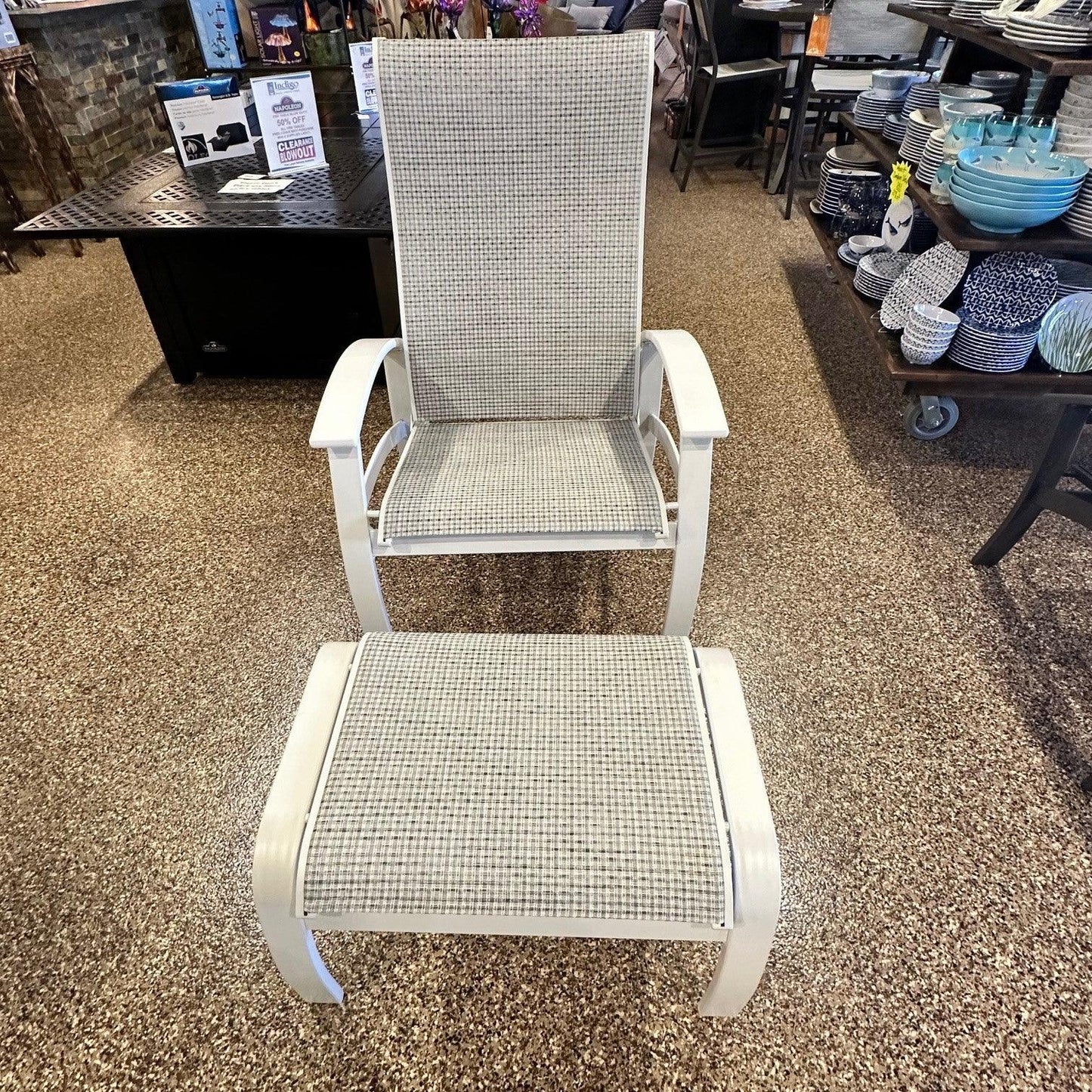 Telescope Casual Belle Isle Sling Reclining Chair Set - Snow - Indigo Pool Patio BBQ