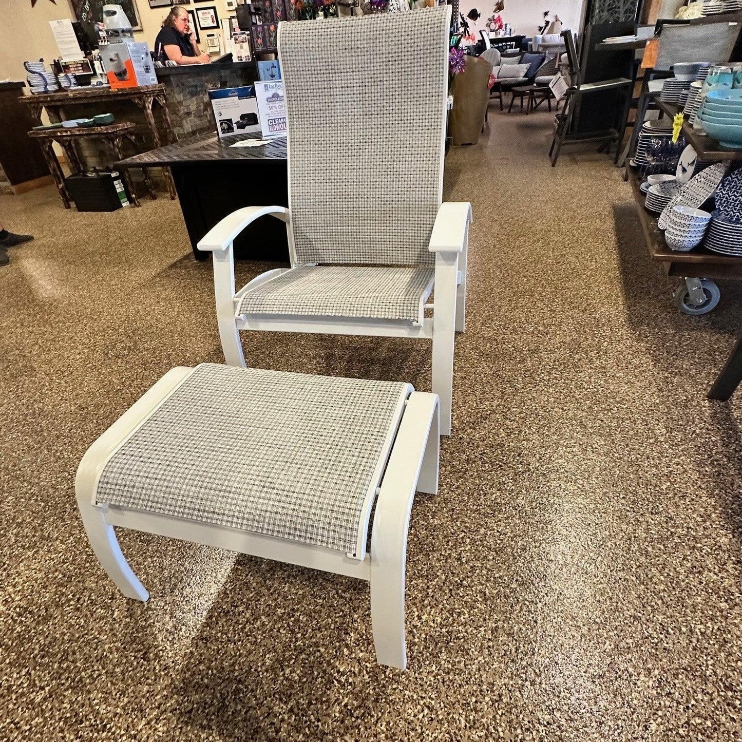 Telescope Casual Belle Isle Sling Reclining Chair Set - Snow - Indigo Pool Patio BBQ