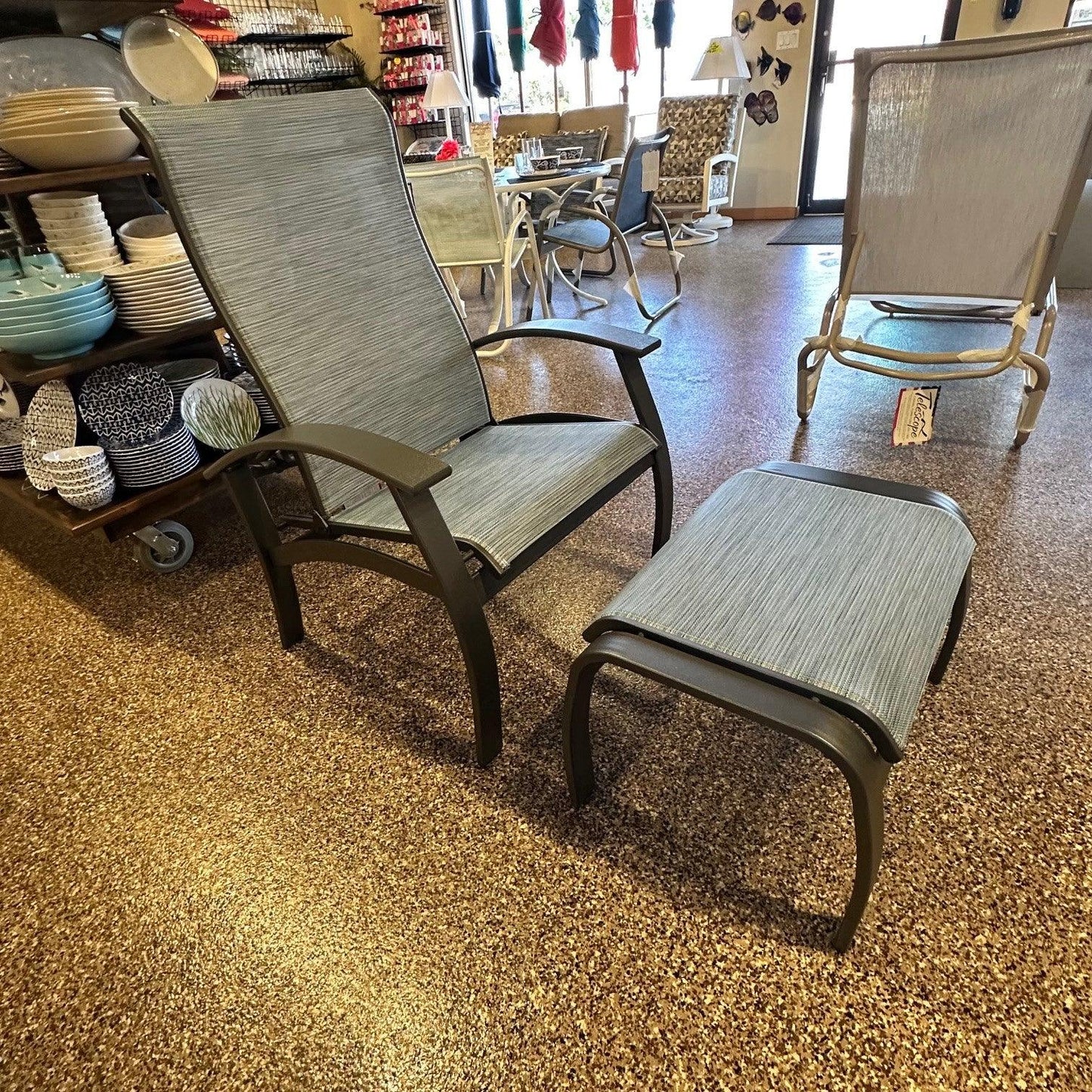 Telescope Casual Belle Isle Sling Reclining Chair Set - Graphite - Indigo Pool Patio BBQ