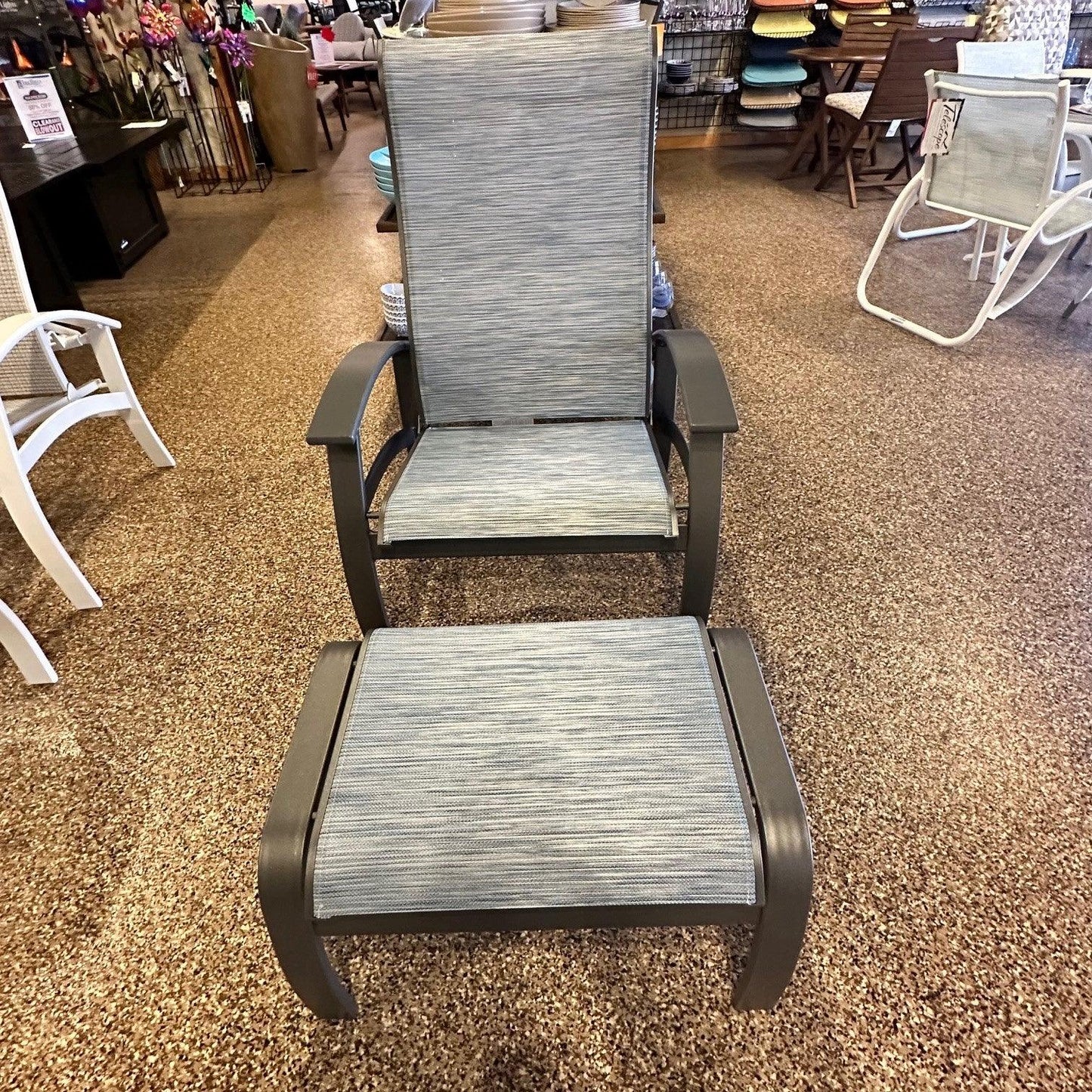 Telescope Casual Belle Isle Sling Reclining Chair Set - Graphite - Indigo Pool Patio BBQ