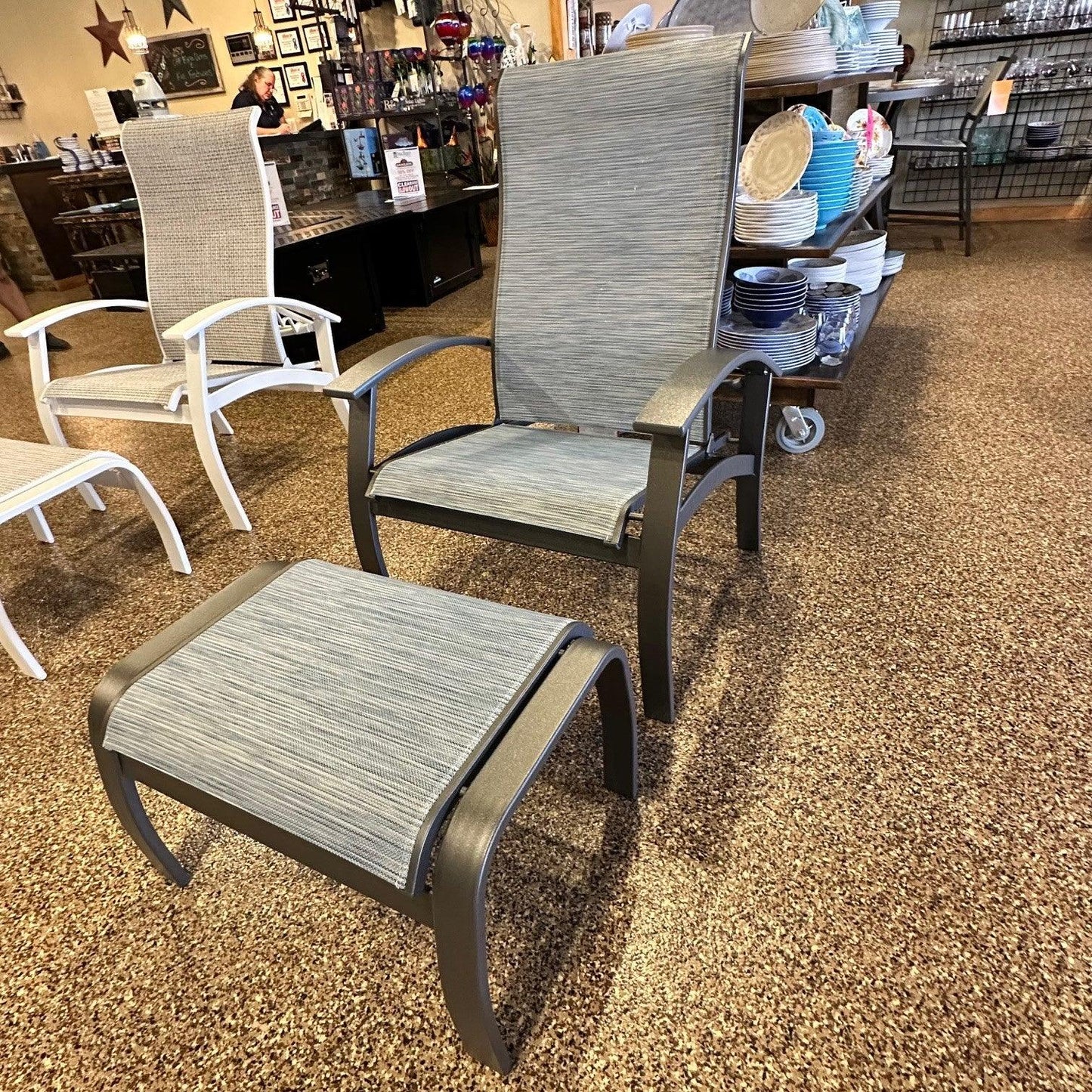 Telescope Casual Belle Isle Sling Reclining Chair Set - Graphite - Indigo Pool Patio BBQ