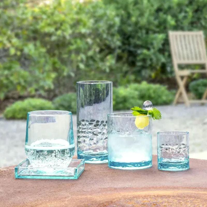 Cube 13.5 oz Stemless Wine Glass TarHong Indigo Pool Patio BBQ