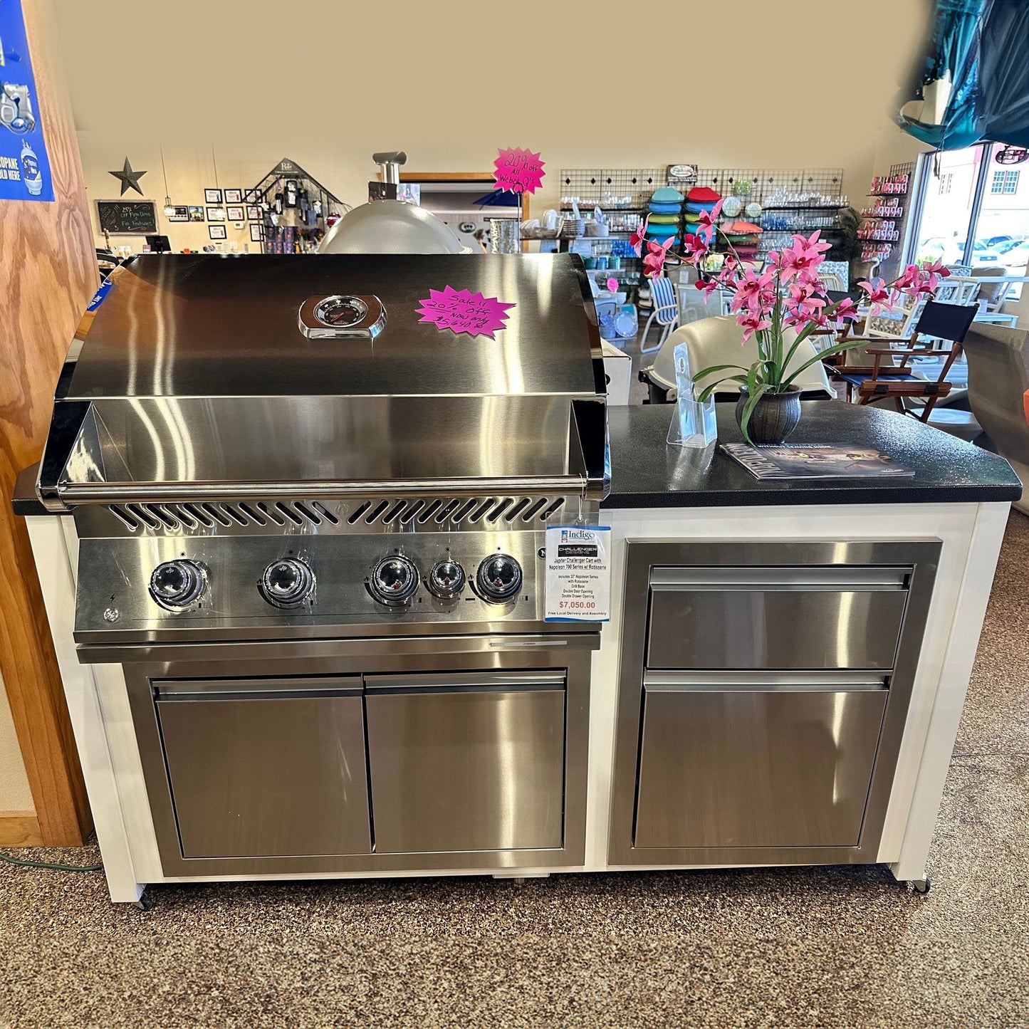 Napoleon 700 Grill with Challenger Island Base Napoleon Indigo Pool Patio BBQ