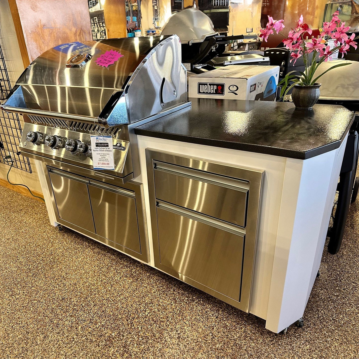 Napoleon 700 Grill with Challenger Island Base Napoleon Indigo Pool Patio BBQ