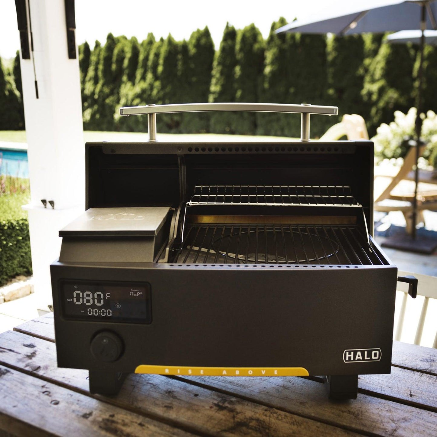 Halo Prime300 Countertop Pellet Grill Halo Indigo Pool Patio BBQ