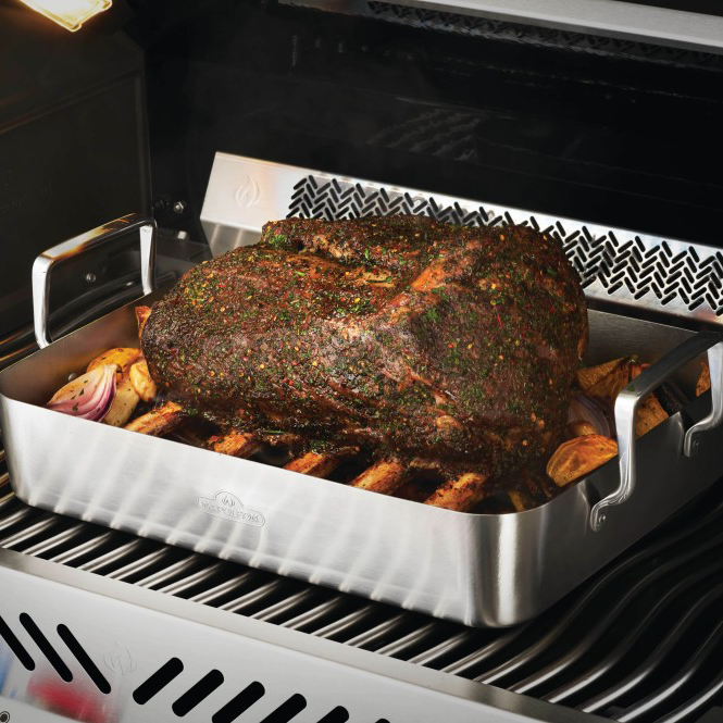 Napoleon Premium Stainless Steel Roasting Pan with Bamboo Cutting Board