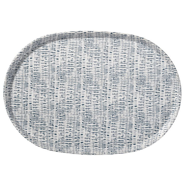 Tribal Blue 17" x 12" Serving Tray Merritt International Indigo Pool Patio BBQ