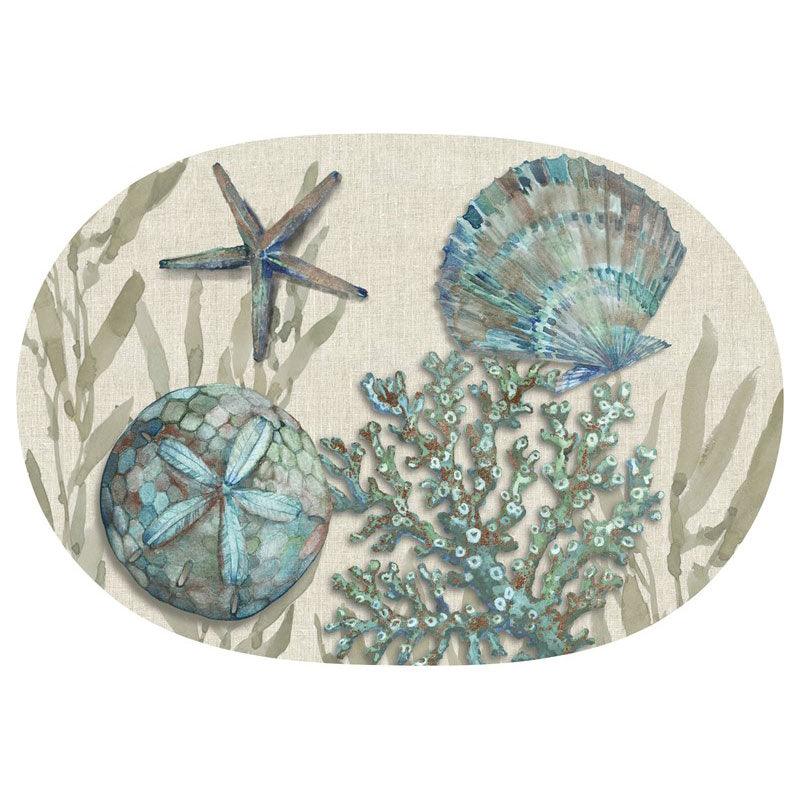 Crescent Beach 17 in. x 12 in. Serving Tray - Indigo Pool Patio BBQ