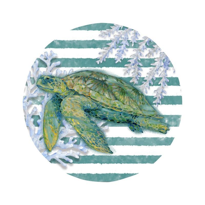 Sea Turtle 8.5 in. Salad Plate - Indigo Pool Patio BBQ