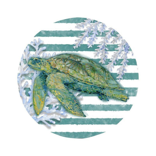 Sea Turtle 8.5 in. Salad Plate - Indigo Pool Patio BBQ