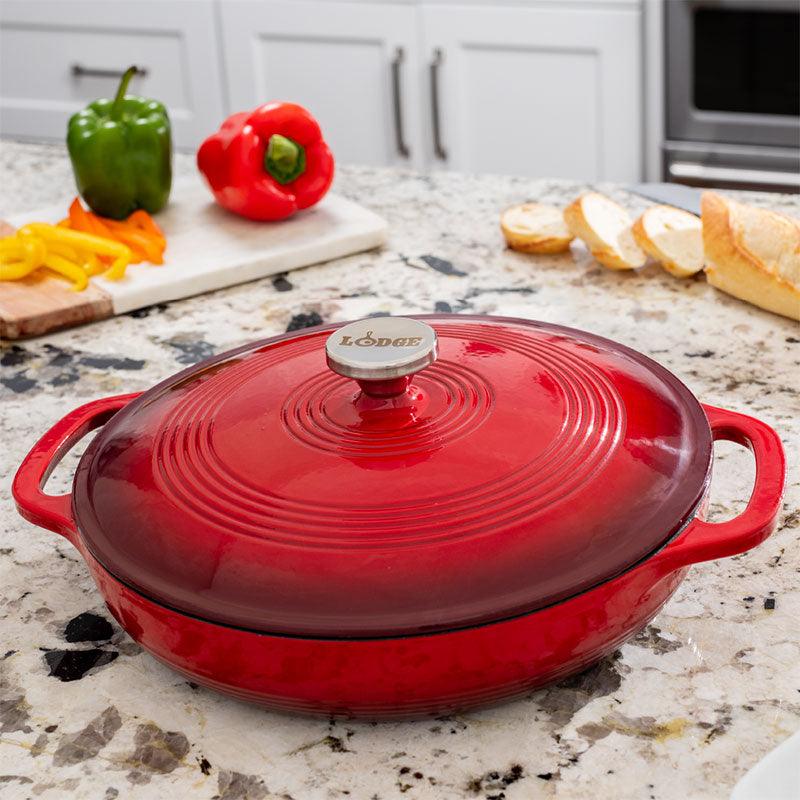 Lodge 3.6 Quart Enamel Casserole, Red - Indigo Pool Patio BBQ