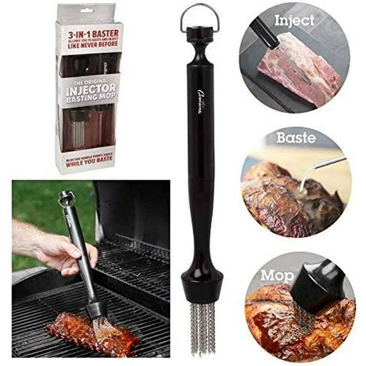 Camerons 3-in-1 Meat Injector and Basting Mop Brush Camerons Indigo Pool Patio BBQ