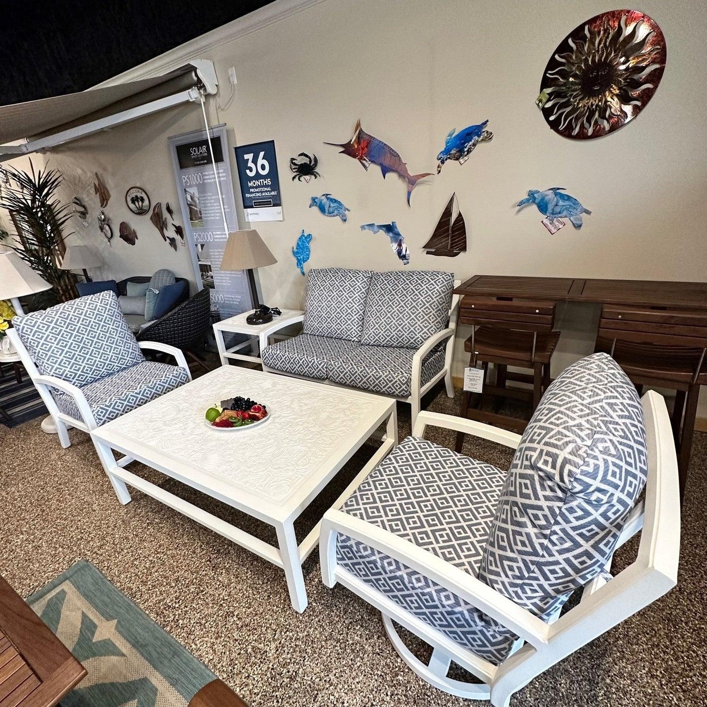 Tropitone Muirlands Cushion White Lounge Set Tropitone Indigo Pool Patio BBQ