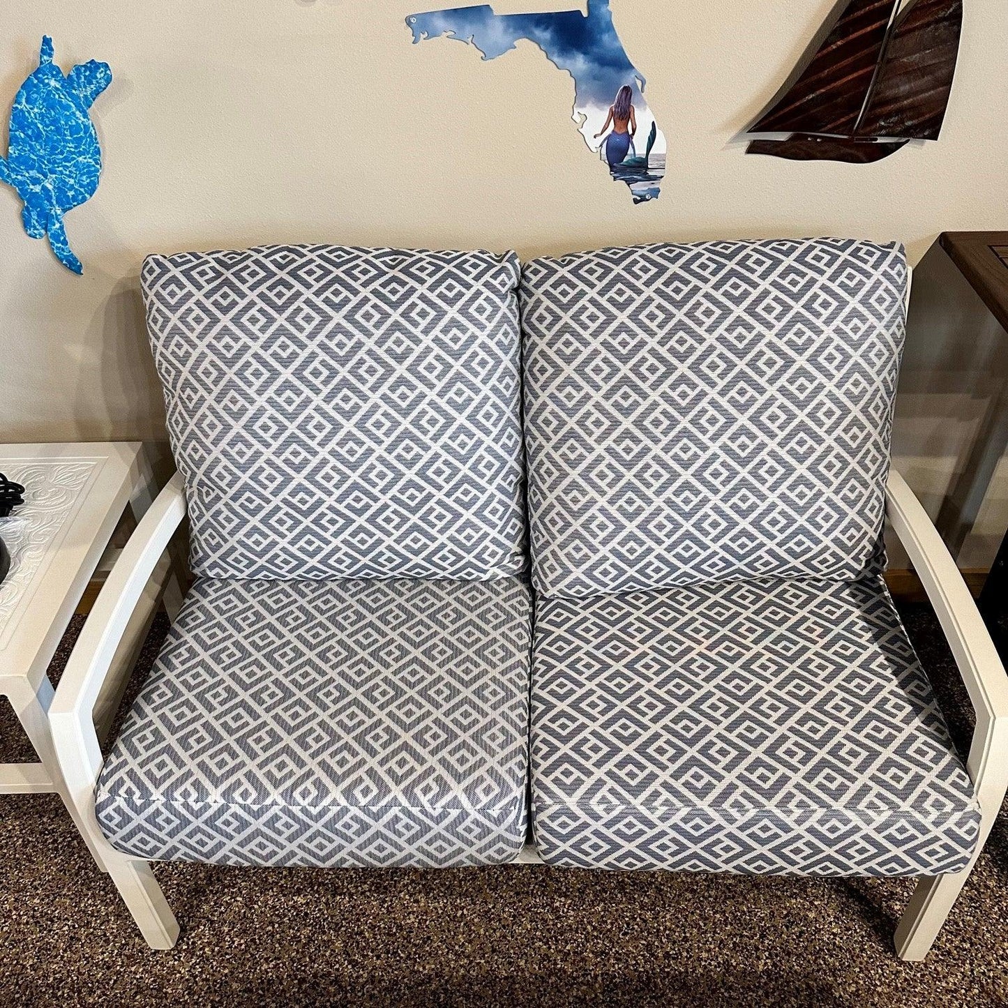 Tropitone Muirlands Cushion White Lounge Set Tropitone Indigo Pool Patio BBQ