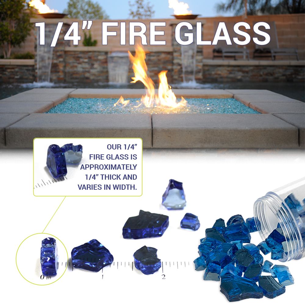 Black 1/4" Fire Glass American Fireglass Indigo Pool Patio BBQ