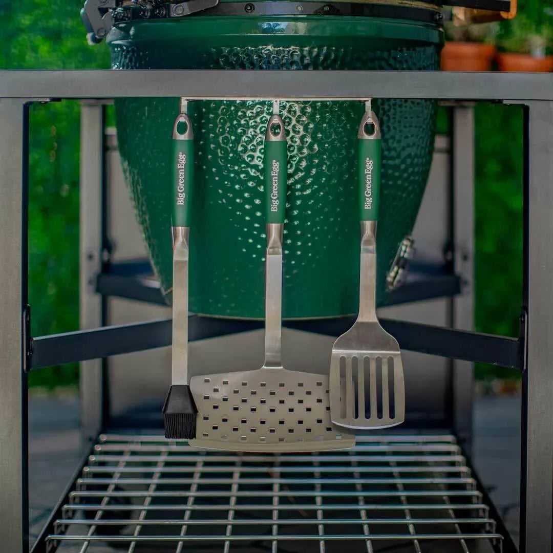 Big Green Egg Stainless Steel Custom BBQ Tool Set Big Green Egg Indigo Pool Patio BBQ