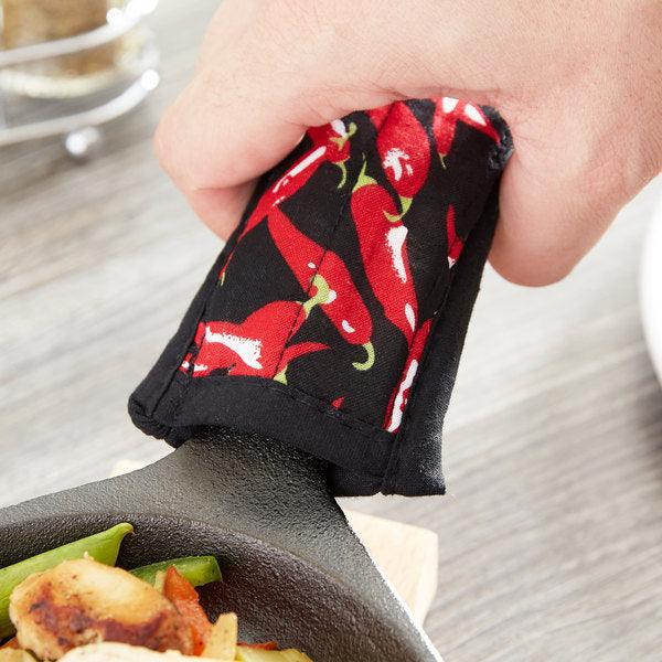 Set of 2 Chili Pepper Fabric Hot Handle Holders Lodge Indigo Pool Patio BBQ