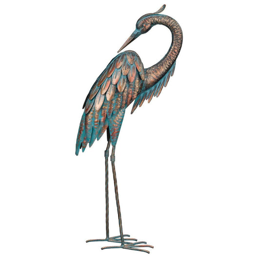Patina Heron 25" - Preening Regal Indigo Pool Patio BBQ